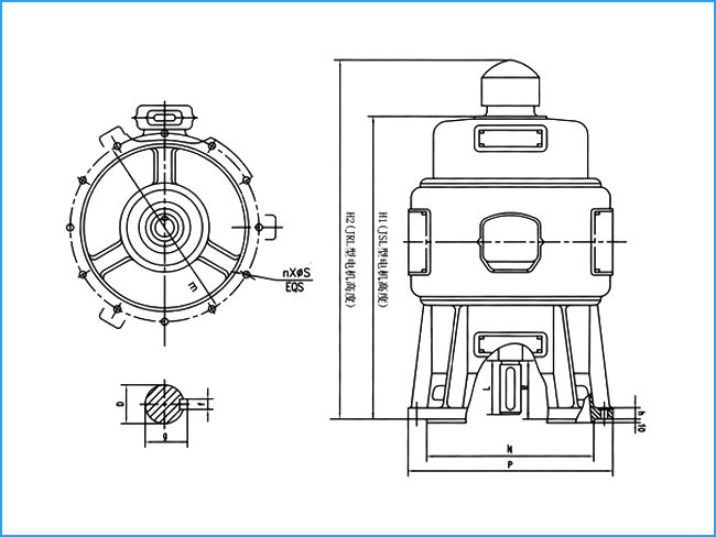 JRL系列6KV高壓三相繞線轉(zhuǎn)子異步電動(dòng)機(jī)外形尺寸