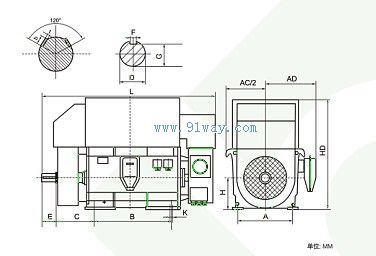 YRKS系列繞線轉(zhuǎn)子高壓三相異步電動(dòng)機(jī)(10kV/H355-630)安裝尺寸